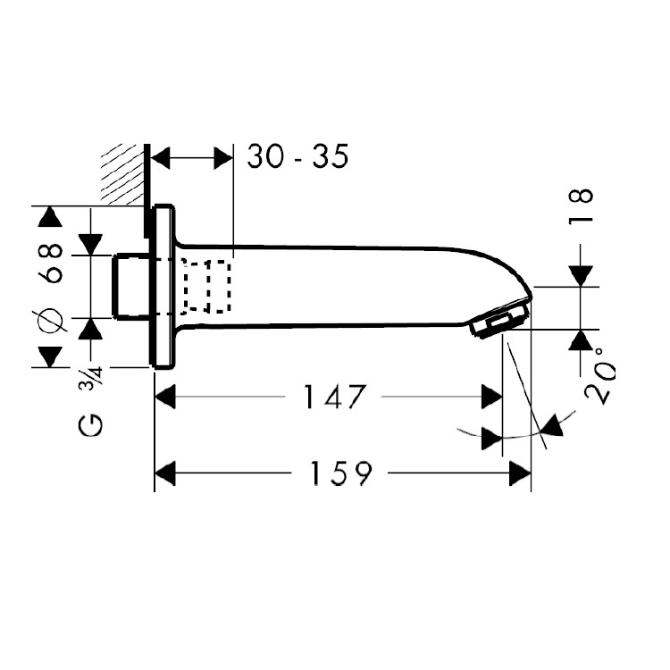 hansgrohe Focus 13414, -000 Bath Spout