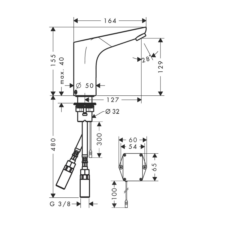 hansgrohe Focus 31172, -000 Electronic basin mixer with temperature pre-adjustment battery operation - GA Approval
