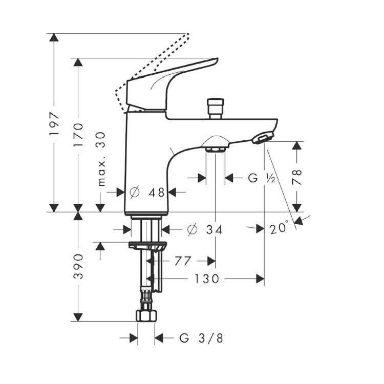 hansgrohe Focus 31930, -000 Single lever bath and shower mixer