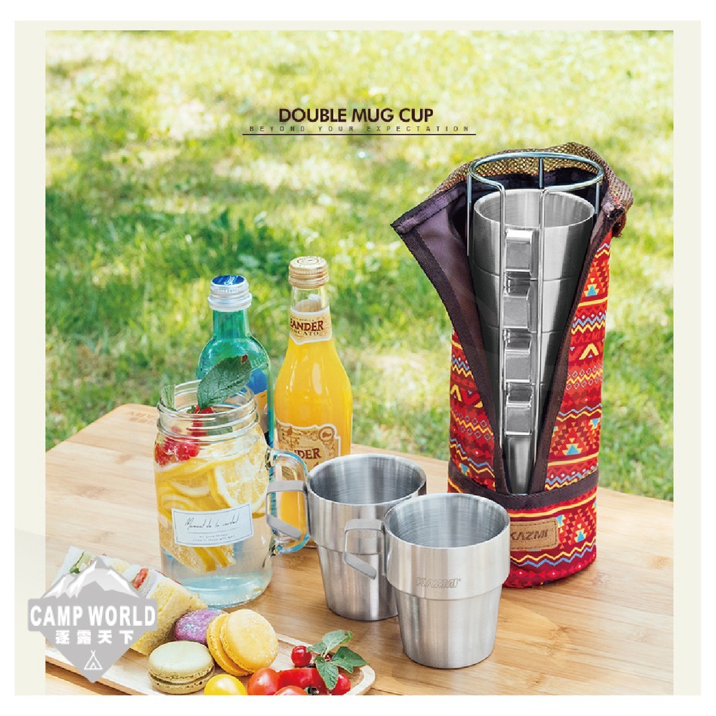 KZM  不鏽鋼雙層馬克杯6入組 紅色