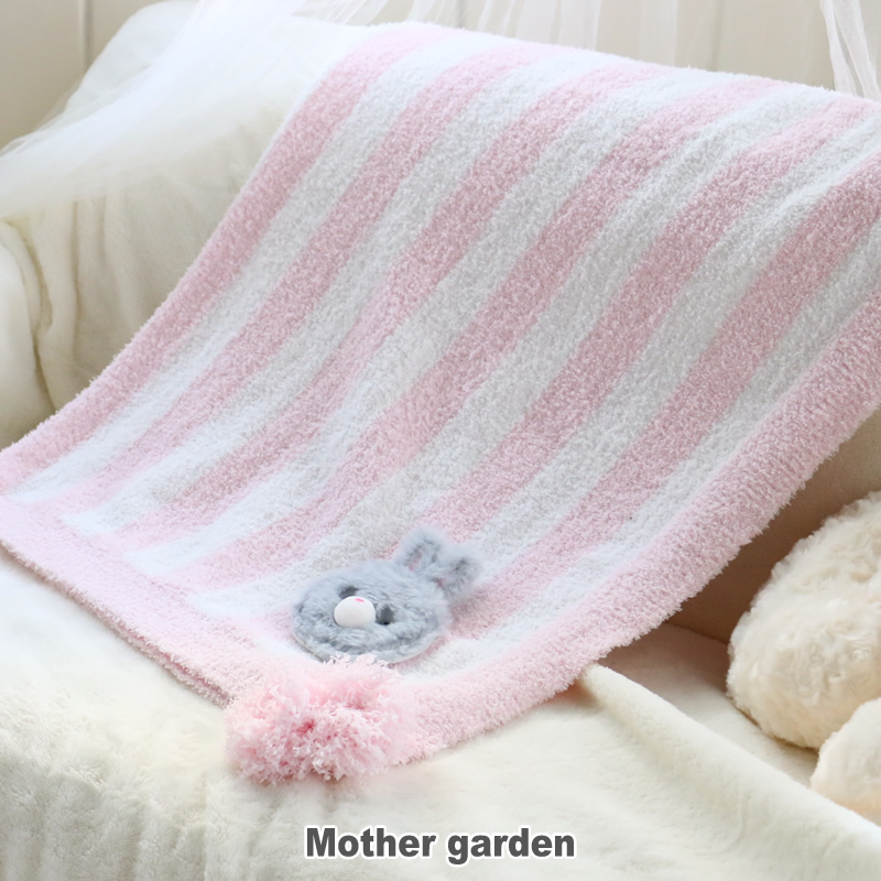 【日本Mother Garden】 毛毯  粉色兔子、綠色熊熊