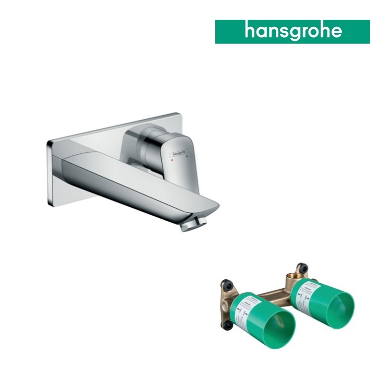 hansgrohe Logis 71220, -000 + 13622, -180 Single lever basin mixer for concealed installation wall-mounted with spout 19.5 cm