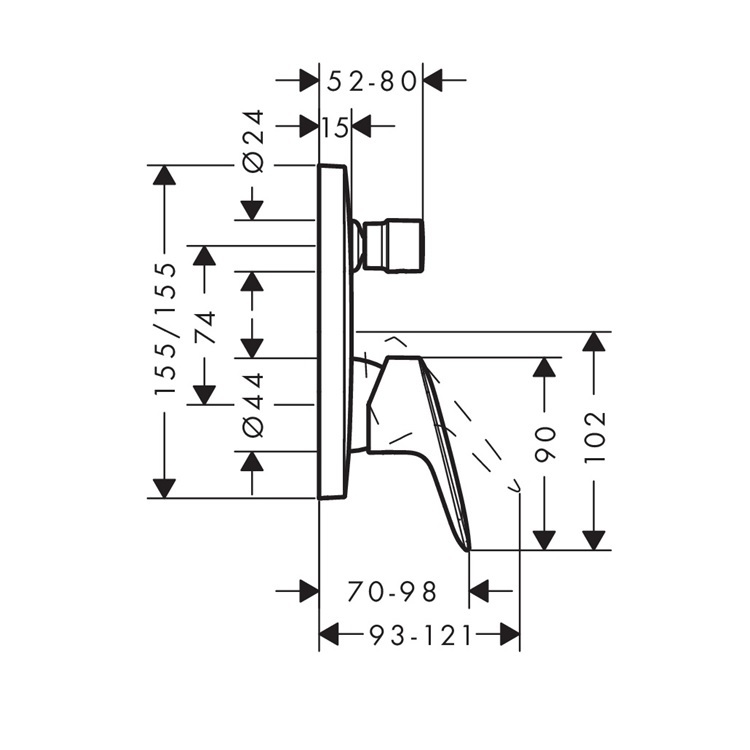 hansgrohe Logis 71405, -000 + 01800, -180 Single lever bath mixer for concealed installation - GA Approval