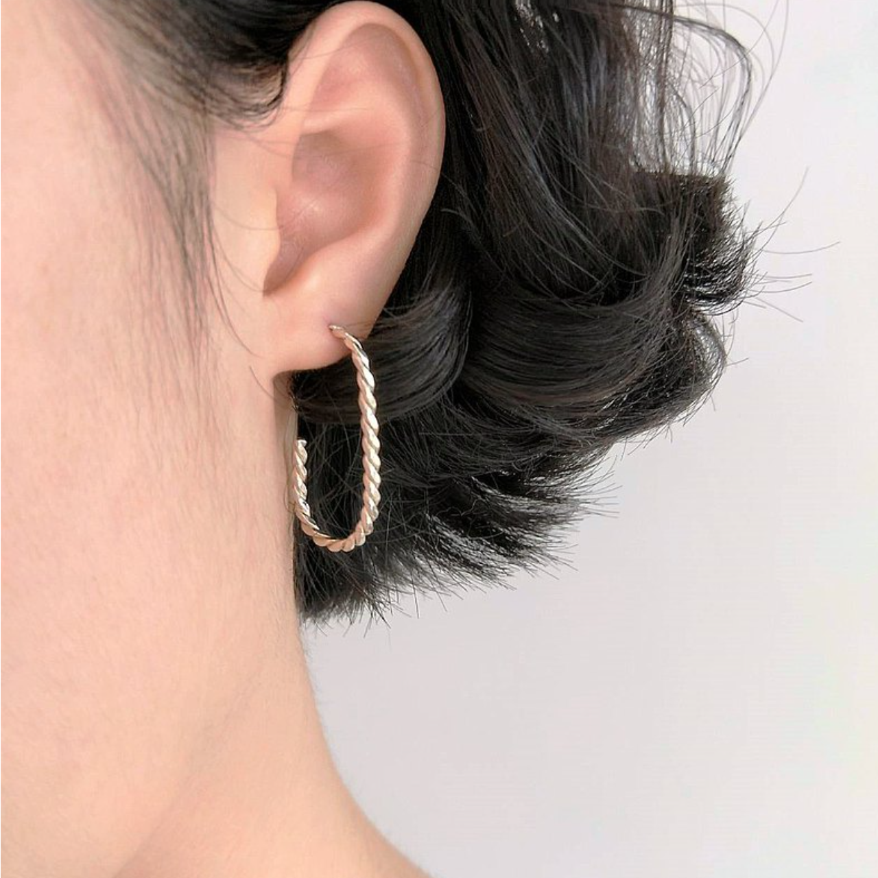│簡約│橢圈 • 方麻花 • 耳針 • 純銀耳飾 • 設計師原創