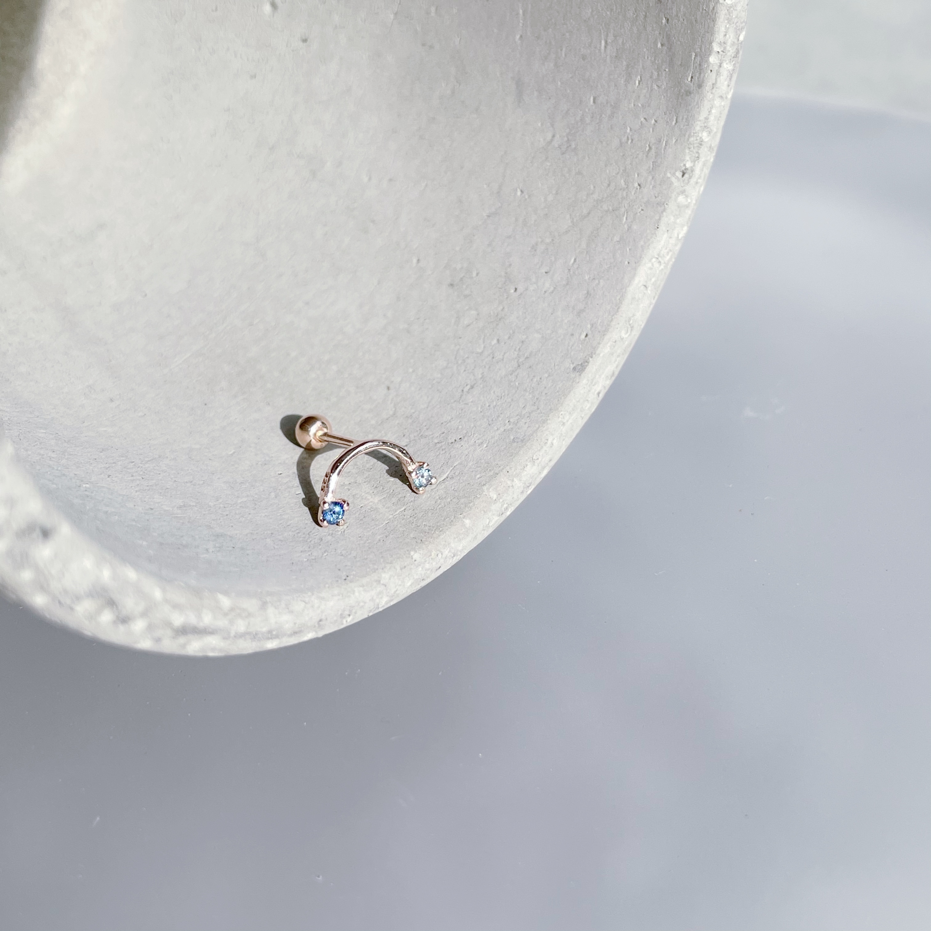 小微笑藍藍寶石轉珠耳環