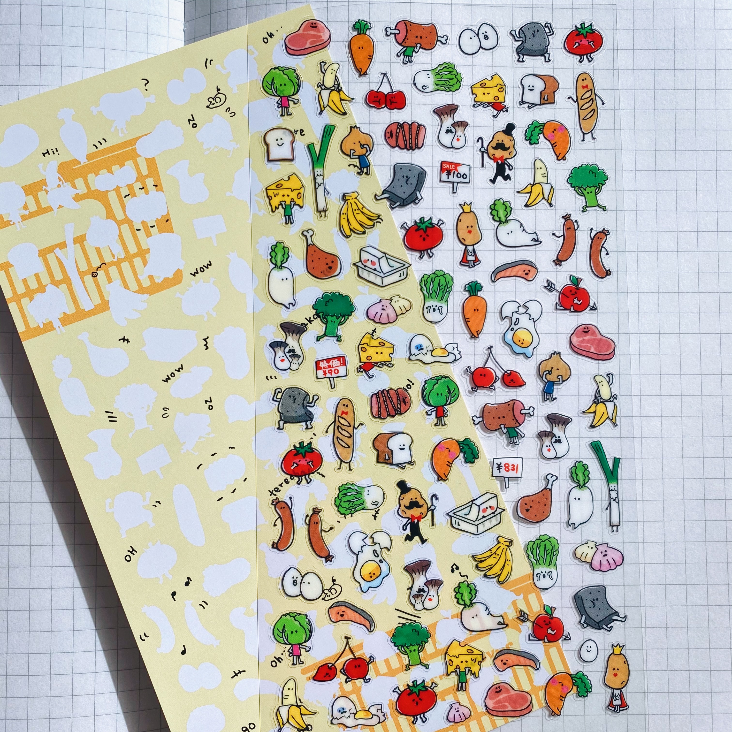 蔬果魚肉 透明手帳貼紙｜日本 Mind Wave