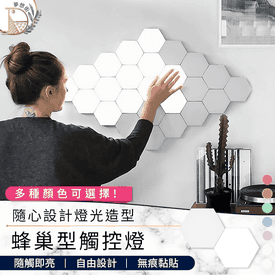 「自由配搭蜂巢燈」LED磁吸拼貼USB感應燈│磁吸拼貼輕鬆組合各種圖案│無痕黏貼設計