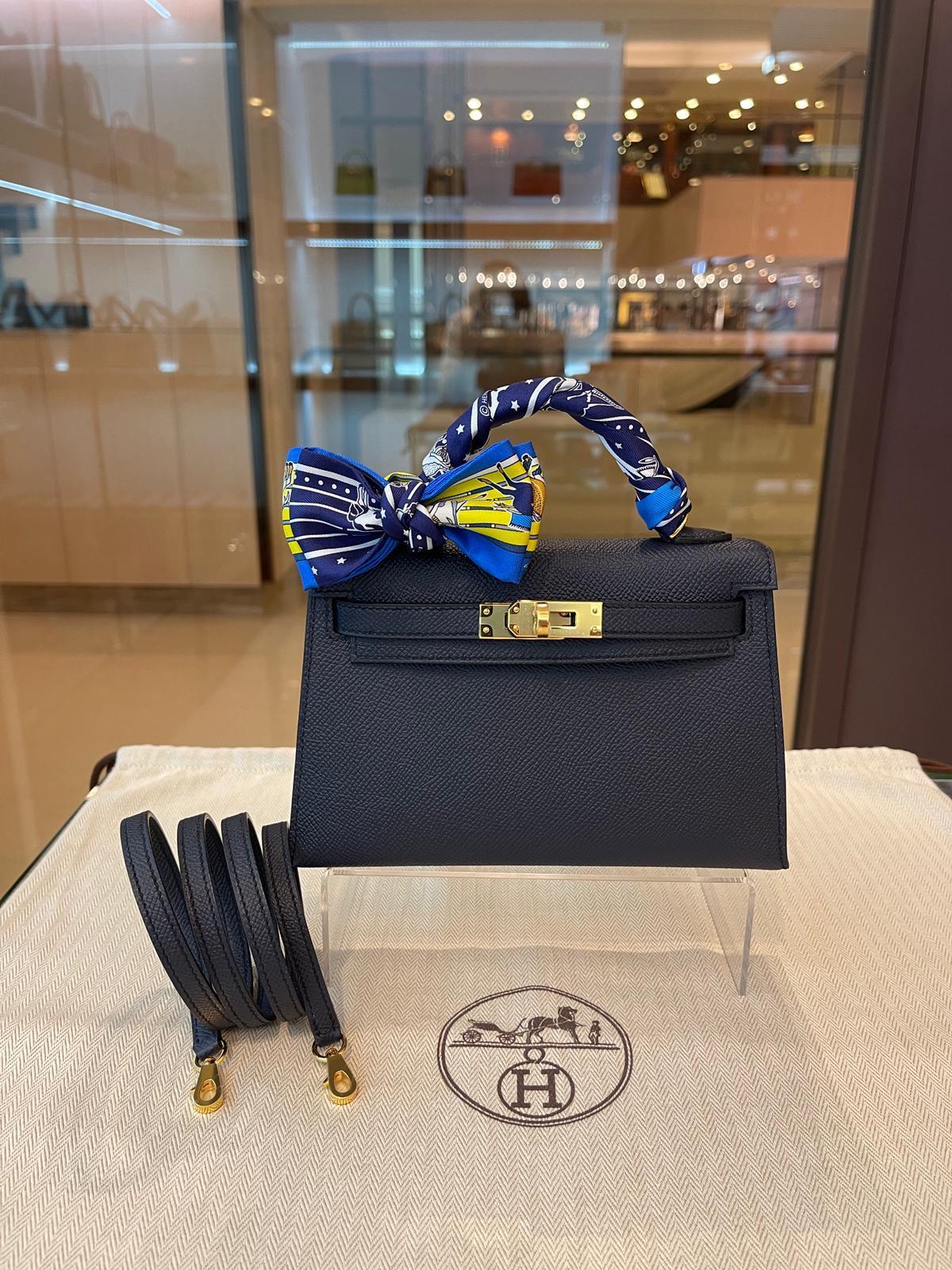 Kelly mini II 76 bleu indigo cc epsom W