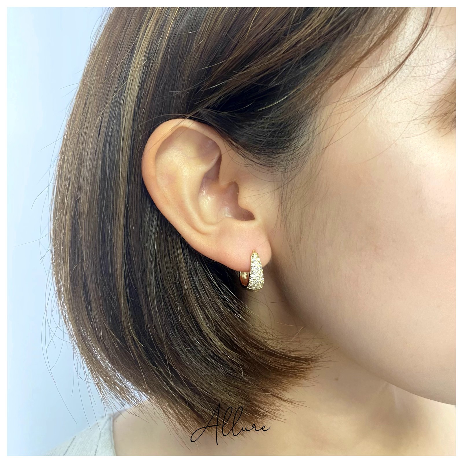 肆玥xAllure個性鑽石幾何橢圓耳扣耳環