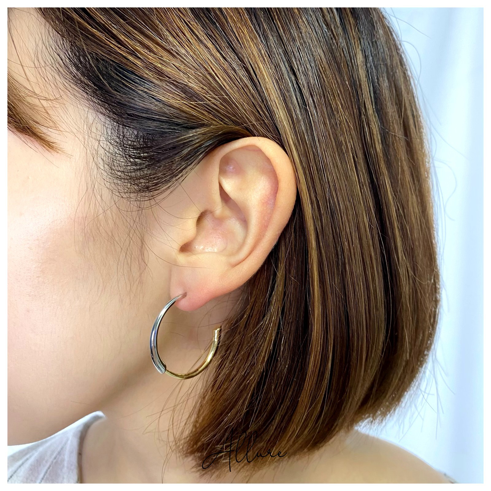 肆玥xAllure不規則金銀拼接C型耳環