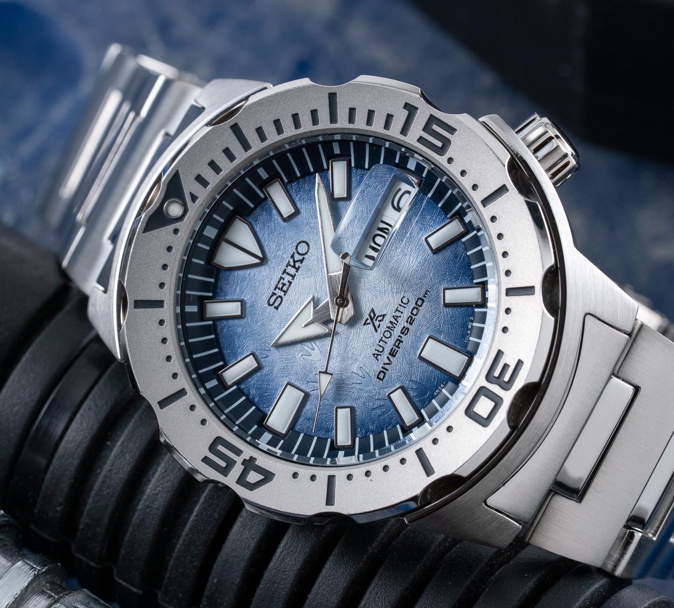 萬年鐘錶 - SEIKO PROPSEX MONSTER  愛海洋南極企鵝腳印機械潛水錶 DIVER SCUBA  SRPG57K1  / 4R36-11C0H  錶徑42.4MM