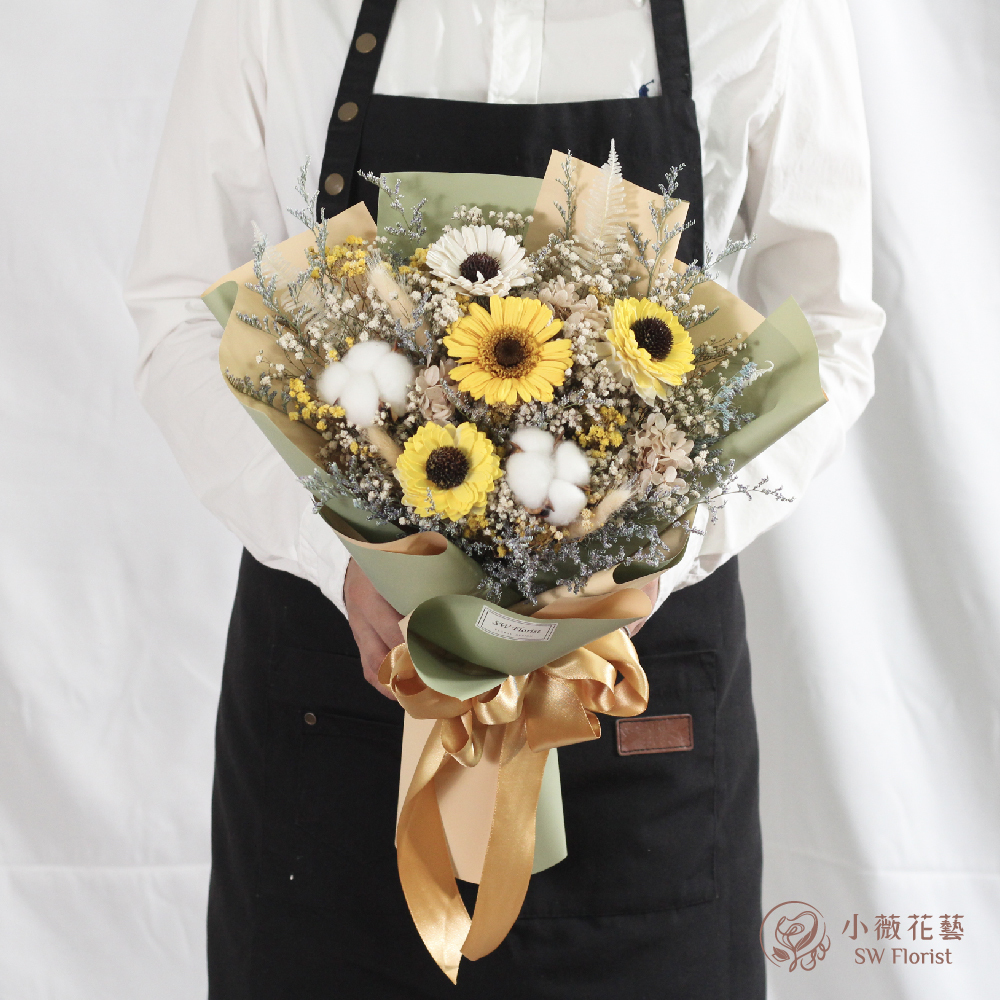 |太陽神的祝福-向日葵花束-畢業乾燥花-教師節禮物-大型|