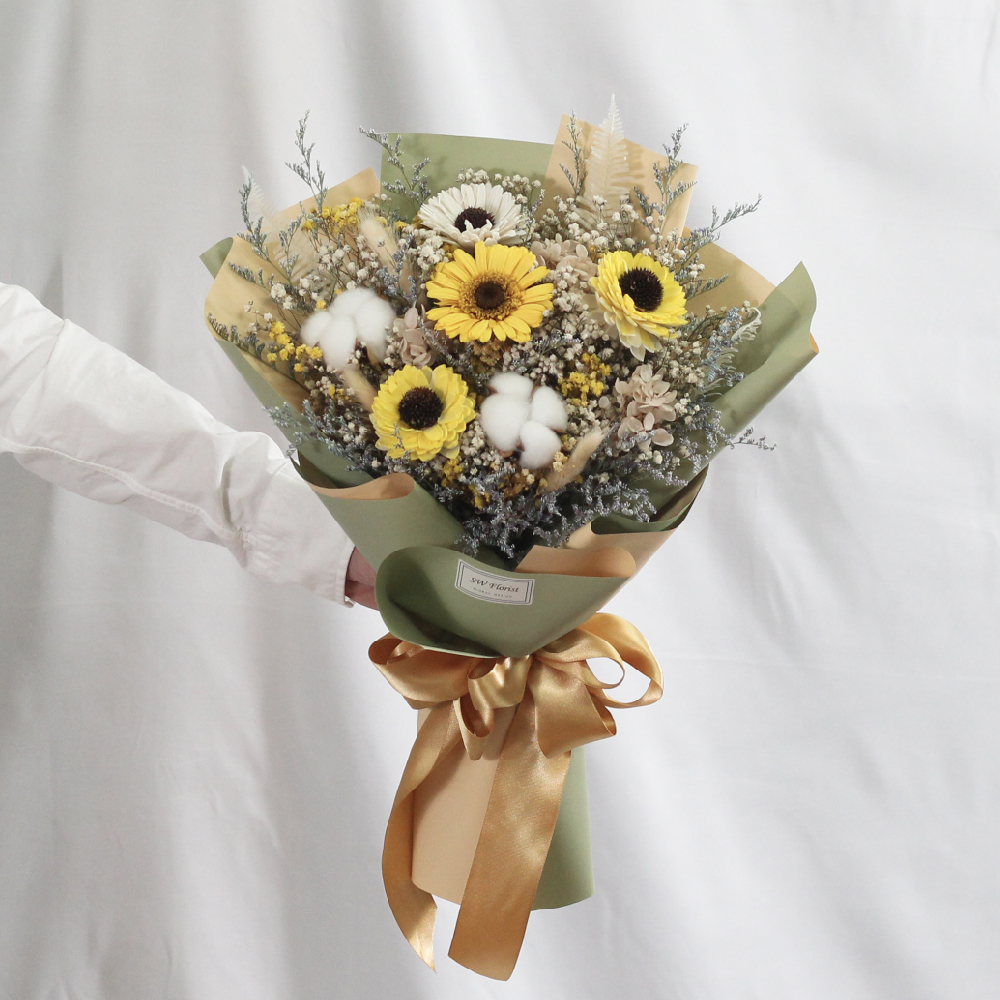 |太陽神的祝福-向日葵花束-畢業乾燥花-教師節禮物-大型|