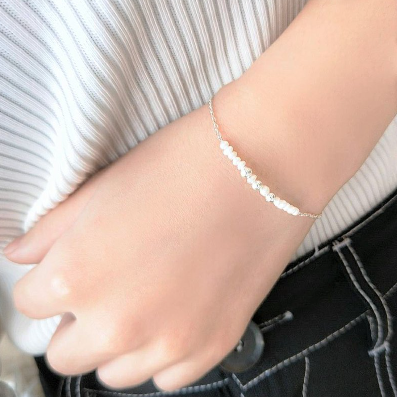 │簡約│不規則小珍珠 • 手鍊 • 純銀手鍊