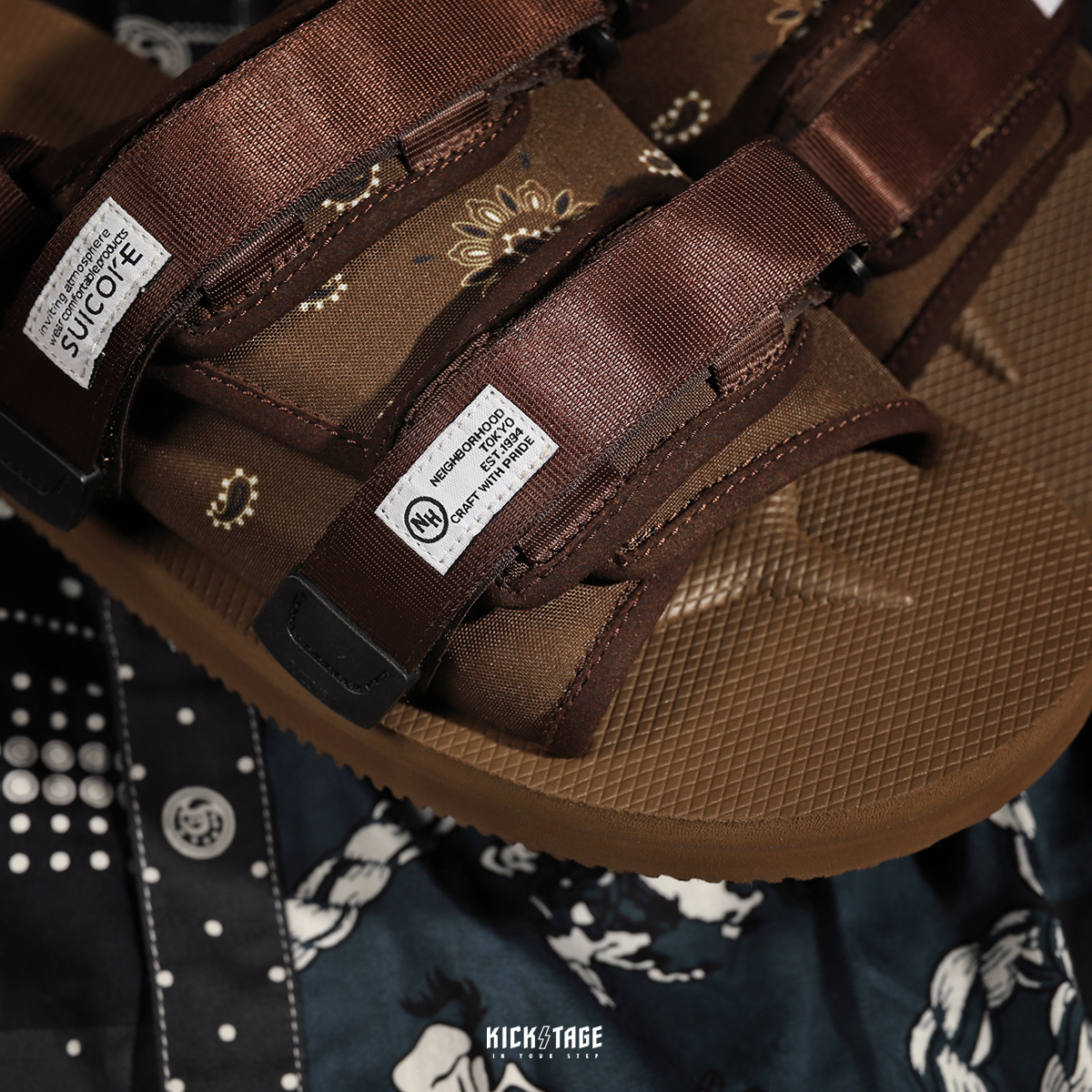 [出清商品售出無退換] 聯名款 NEIGHBORHOOD x SUICOKE MOTO-2 黑色 咖啡色 腰果花 涼鞋 拖鞋 後跟可拆【SK210562NH】