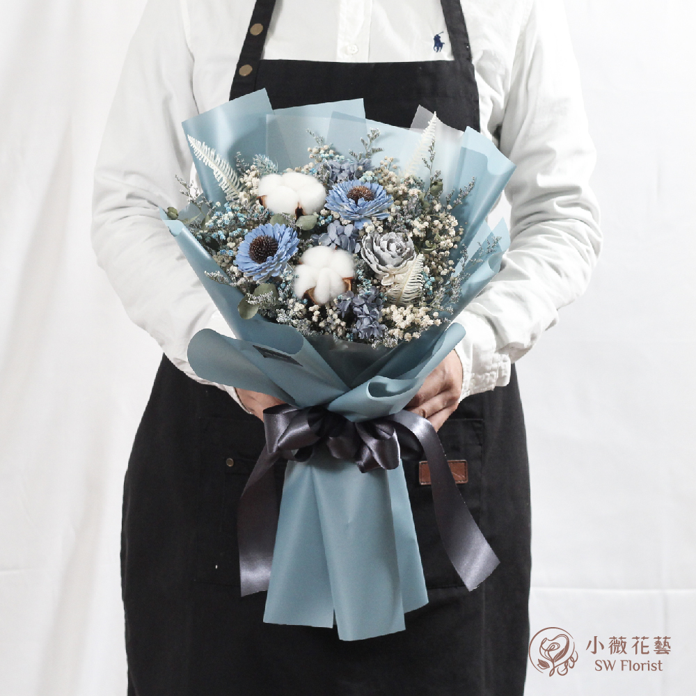 |浪花的呢喃-向日葵花束-畢業乾燥花-教師節禮物-大型|