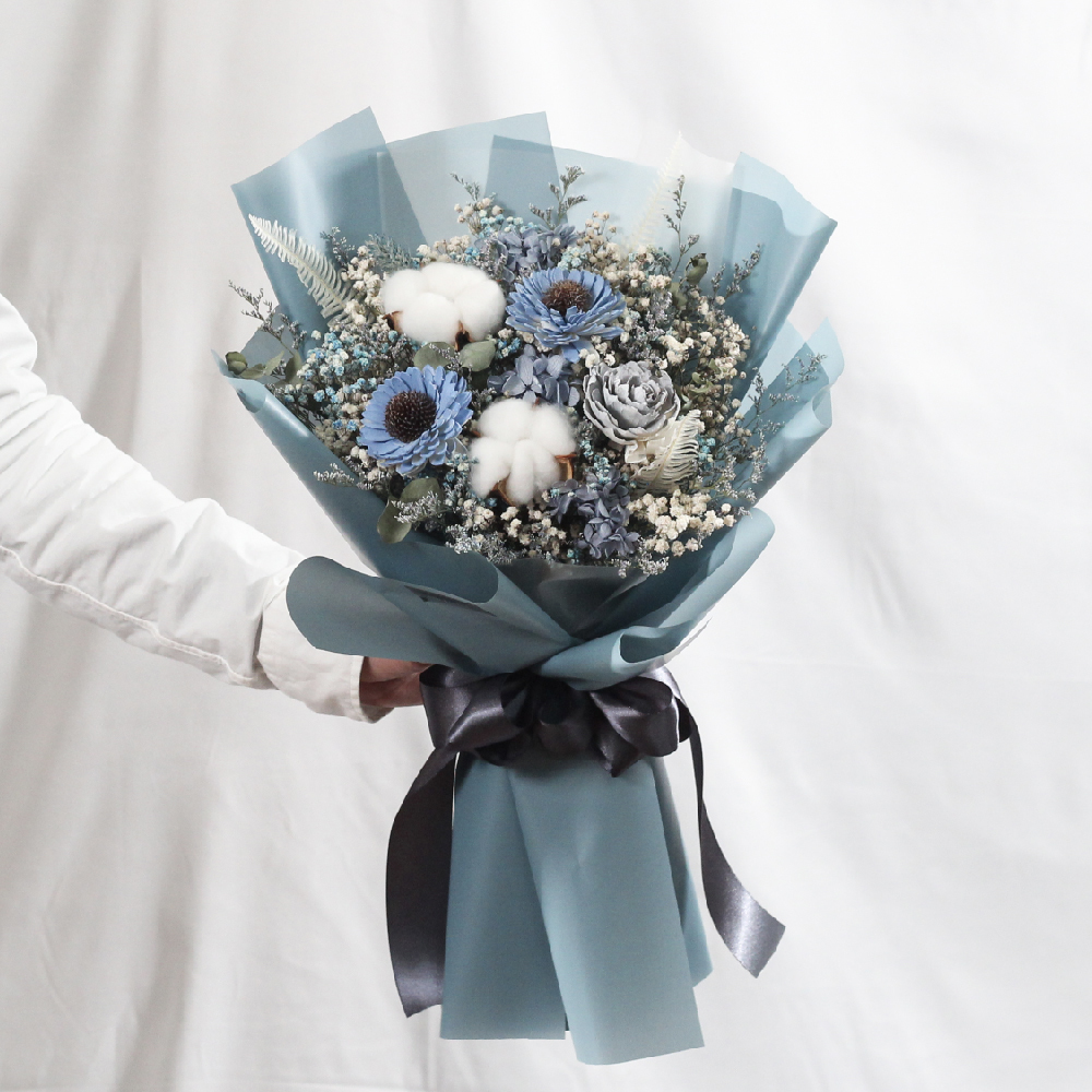 |浪花的呢喃-向日葵花束-畢業乾燥花-教師節禮物-大型|