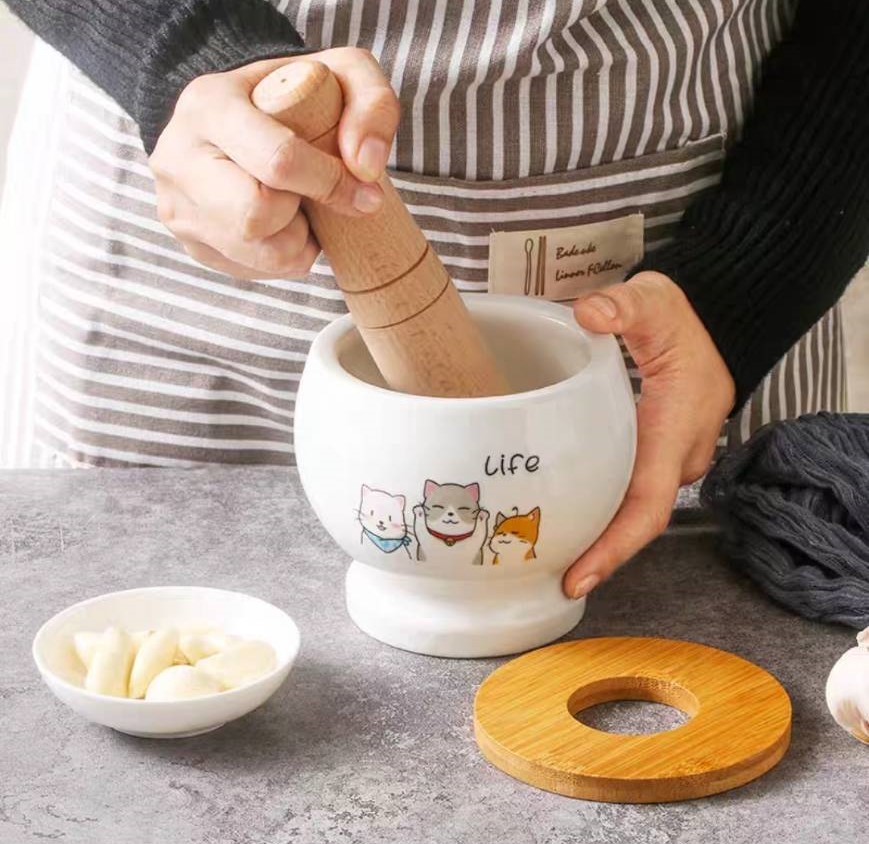 可愛貓咪陶瓷研磨缽