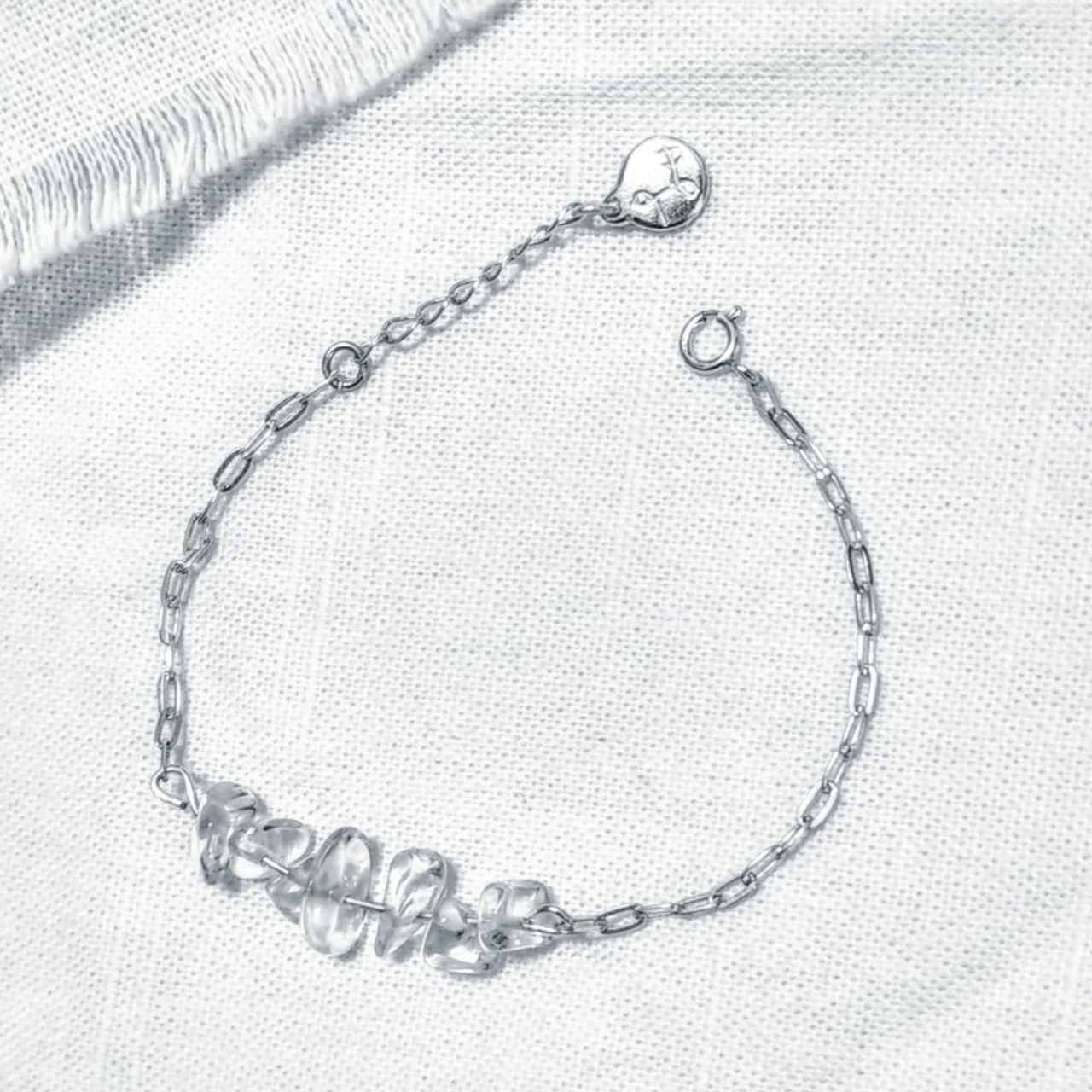 │簡約│天然石 • 不規則 • 純銀手鍊