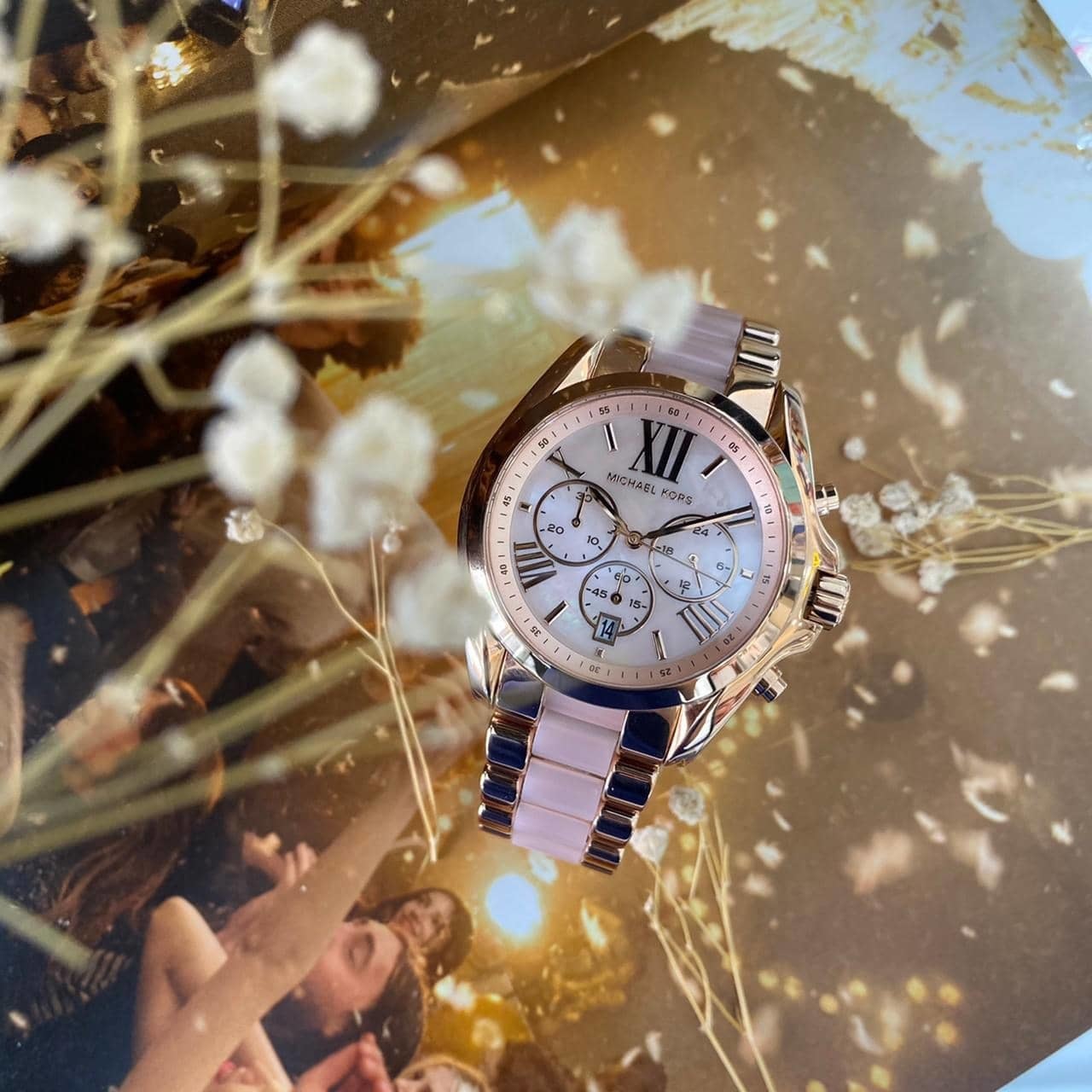 【MICHAEL KORS】 羅馬假期計時腕錶-玫瑰金色x粉紅色 MK6830 43mm 現代鐘錶