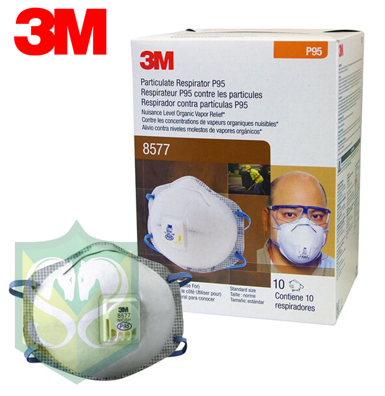 3M™ Particulate Respirator 8577, P95, with Nuisance Level Organic Vapor Relief 80 EA/Case