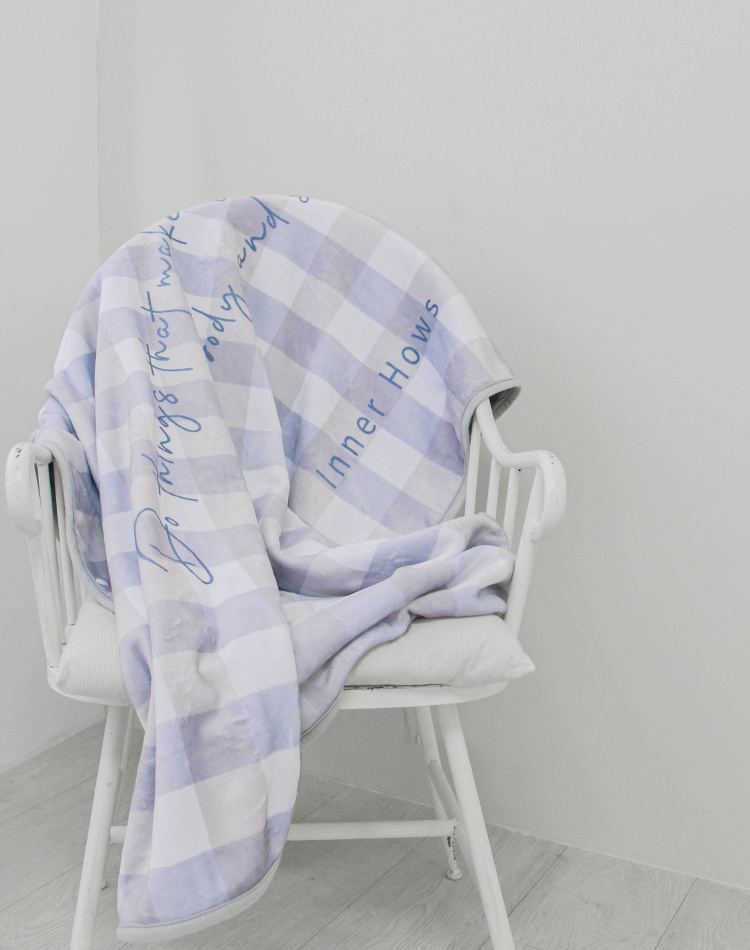 法蘭絨格紋雙層披肩毯