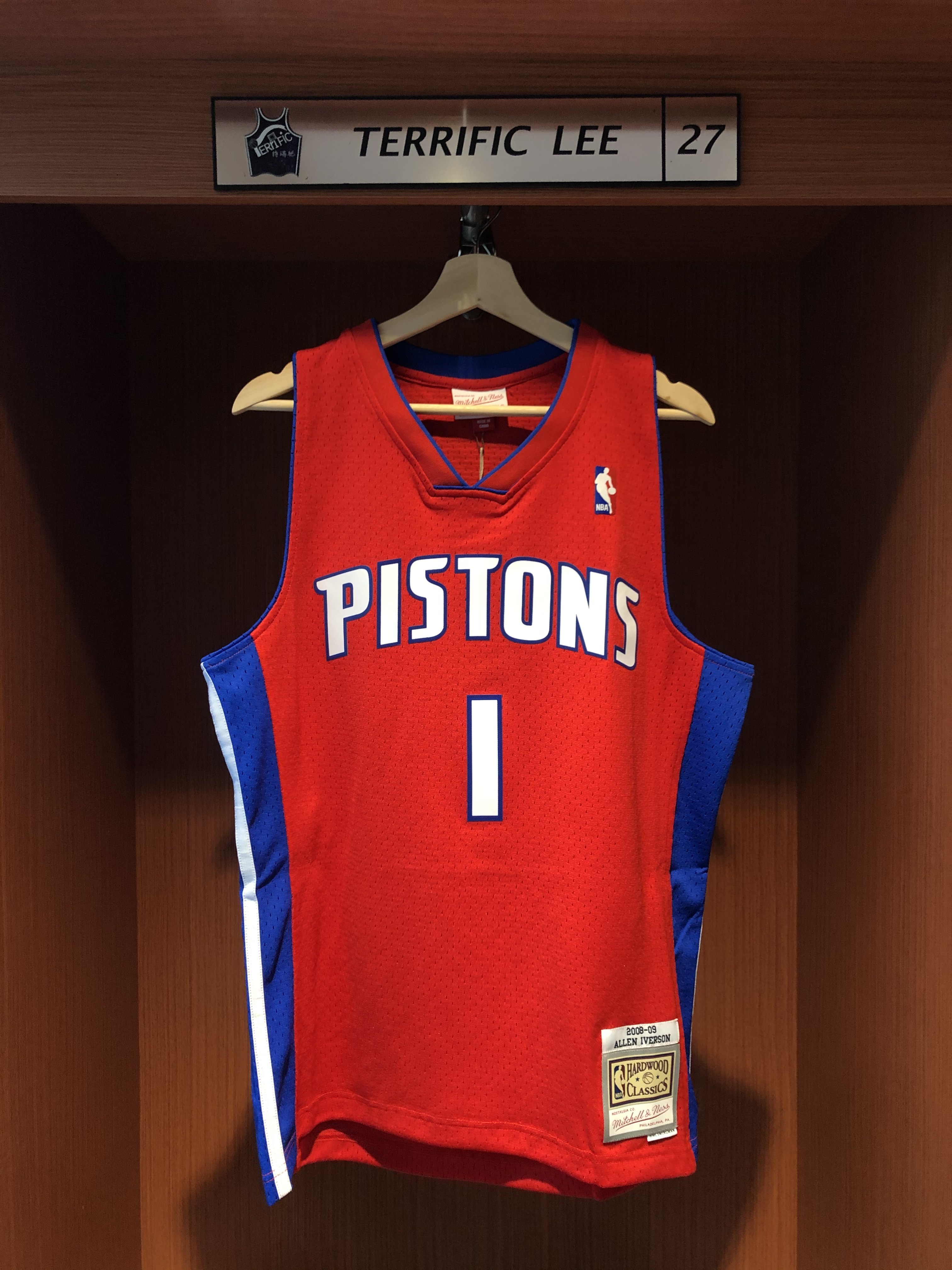 NBA球衣 Allen Iverson 底特律活塞紅 08-09 M&N Swingman G2 球迷版 熱轉印 全新