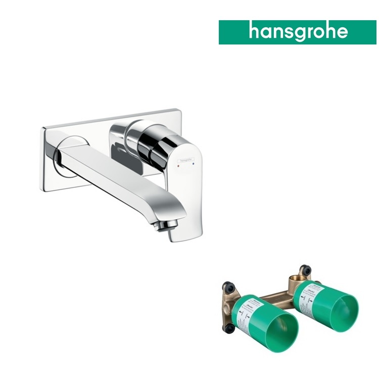 hansgrohe Metris 31086, -000 + 13622, -180 Single lever basin mixer for concealed installation wall-mounted