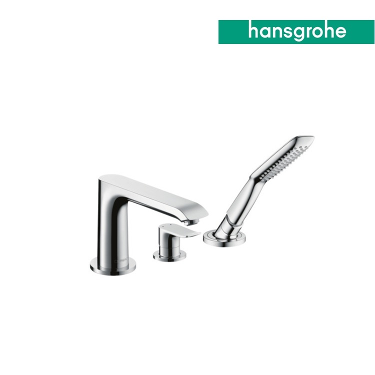 hansgrohe Metris 31190, -000 + 13437, -180 3-hole rim mounted single lever bath mixer