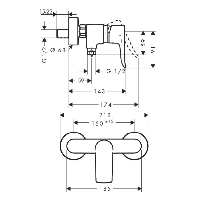 hansgrohe Metris 31680, -000 Single lever shower mixer for exposed installation - GA Approval