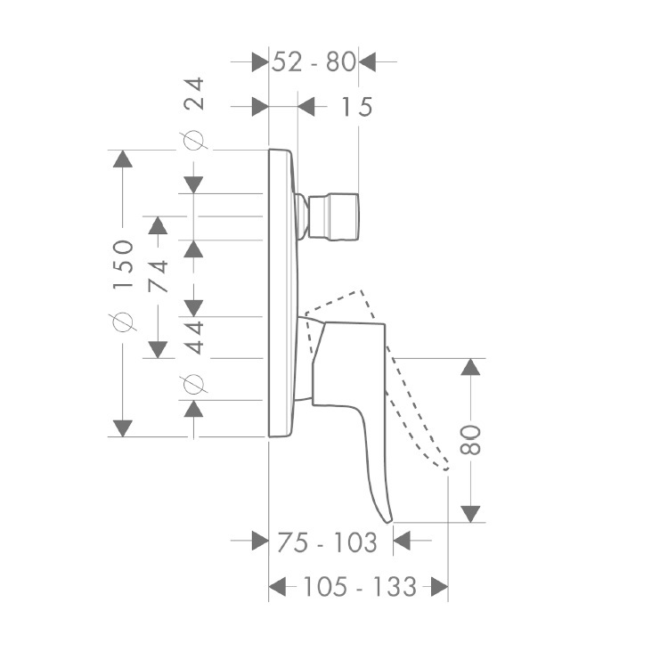 hansgrohe Metris 31493, -000 + 01800, -180 Single lever bath mixer for concealed installation
