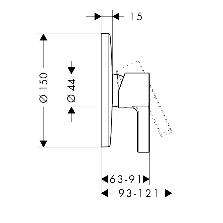 hansgrohe Metris S 31665, -000 + 01800, -180 Single lever shower mixer for concealed installation