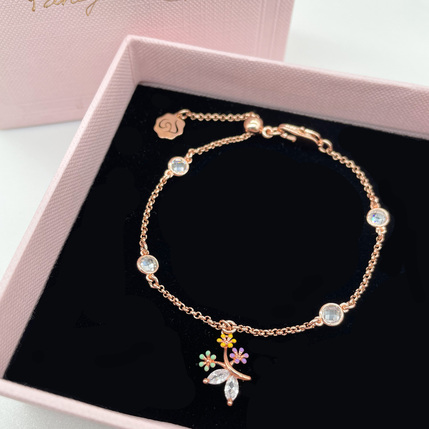 Crystal Flower Bracelet (Rose Gold)