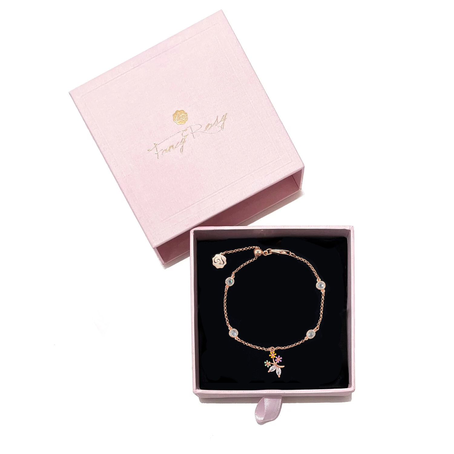 Crystal Flower Bracelet (Rose Gold)