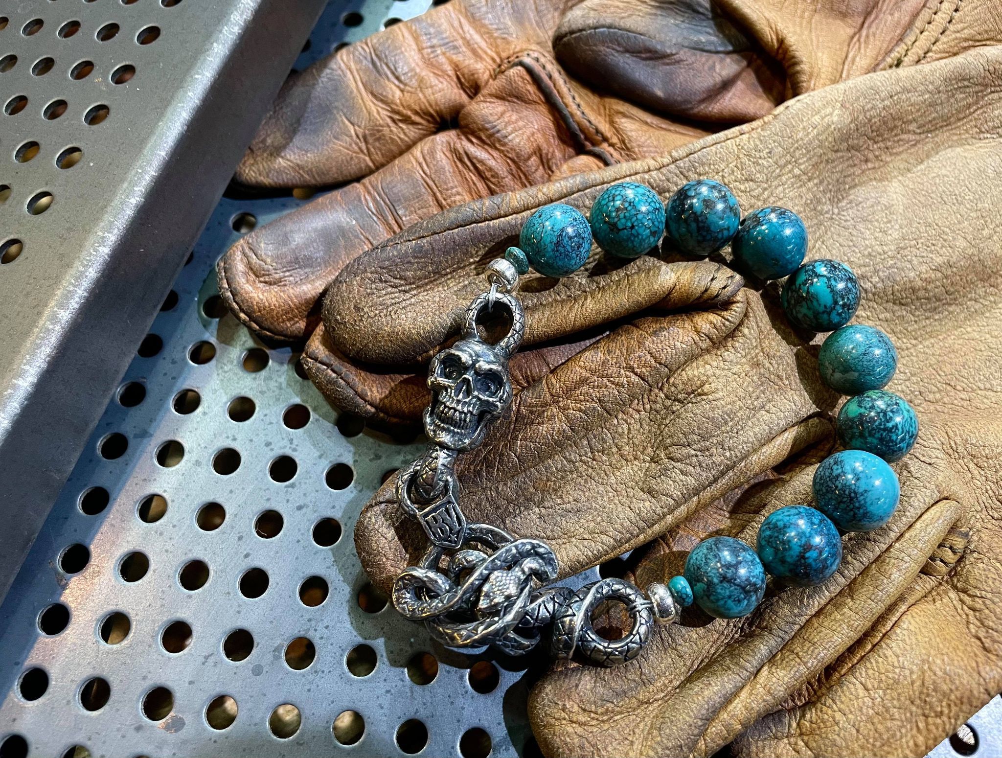 *Black Venom Jewelry- Poison The Poison Beads Bracelet 純銀骷顱釦串珠手鍊。