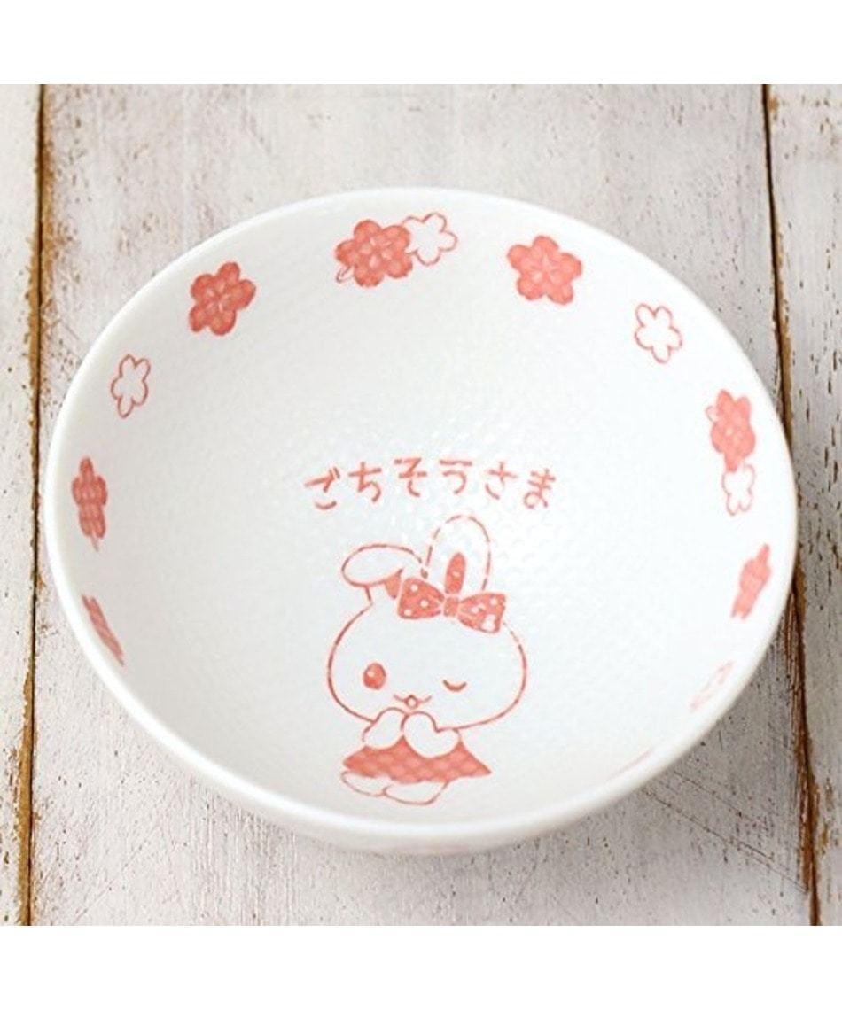 日本Usamomo萌兔桃桃-不易沾飯粒 飯碗-花朵