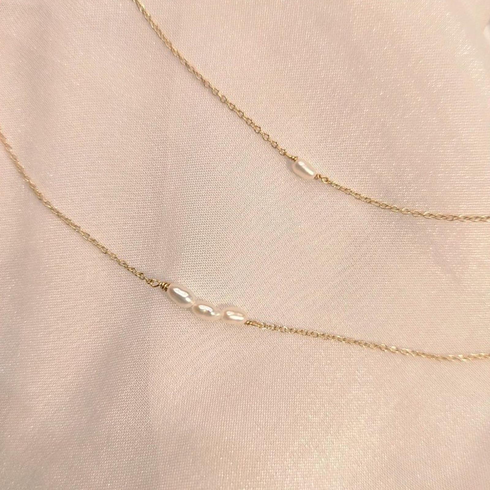 │輕珠寶│米型小珍珠 • 極簡手鍊 • 美國14kgf