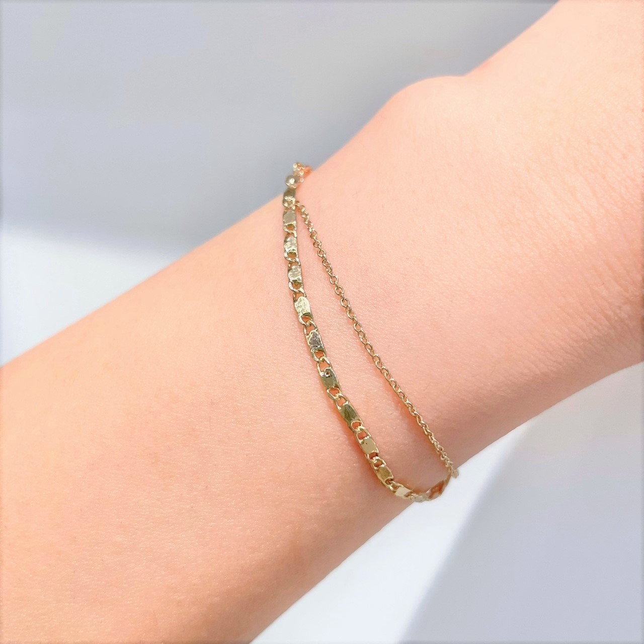 │日常│壓光雙鍊 • 14kgf • 手鍊 • 可調式手鍊 • 注金