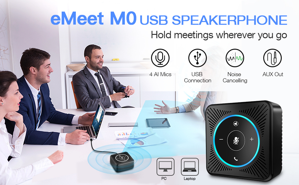 EMEET OfficeCore M0 USB會議麥克風揚聲器 
