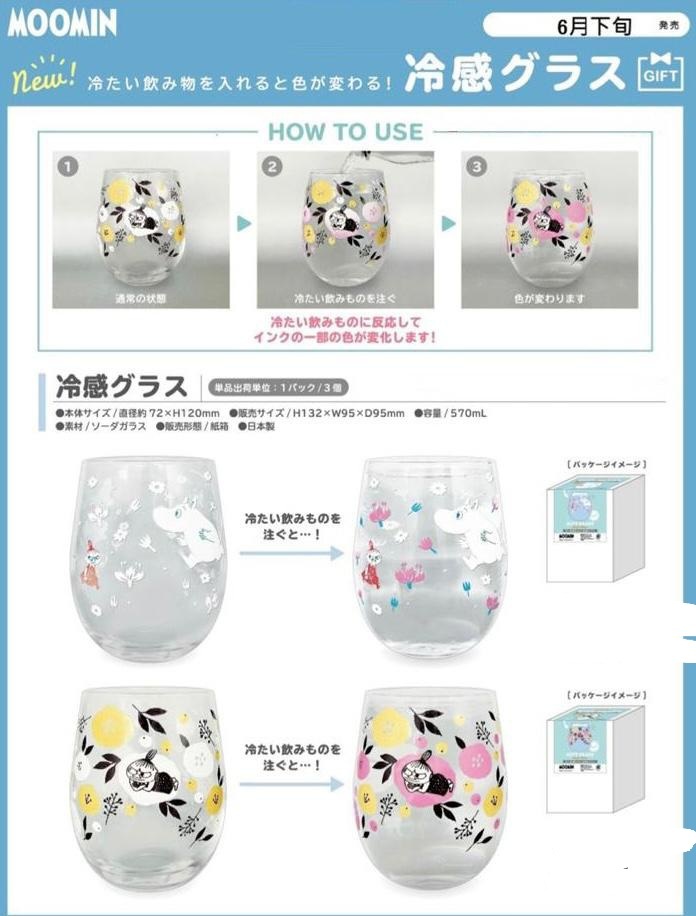 日本制Moomin 姆明谷系列玻璃杯 (遇冷即變色)