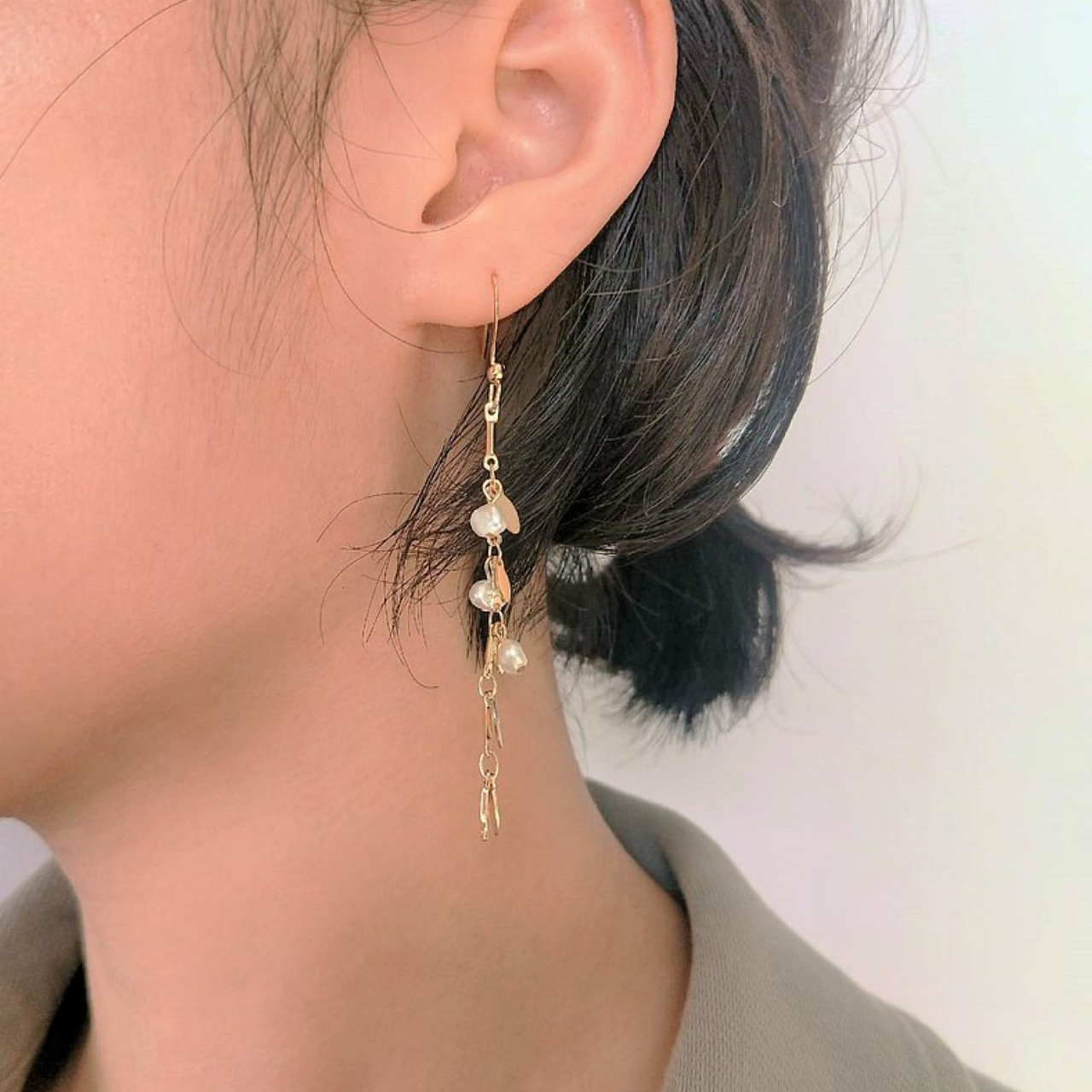 │輕奢│海洋的歌頌者 • 天然珍珠 • 耳勾 • 14kgf • 14k注金