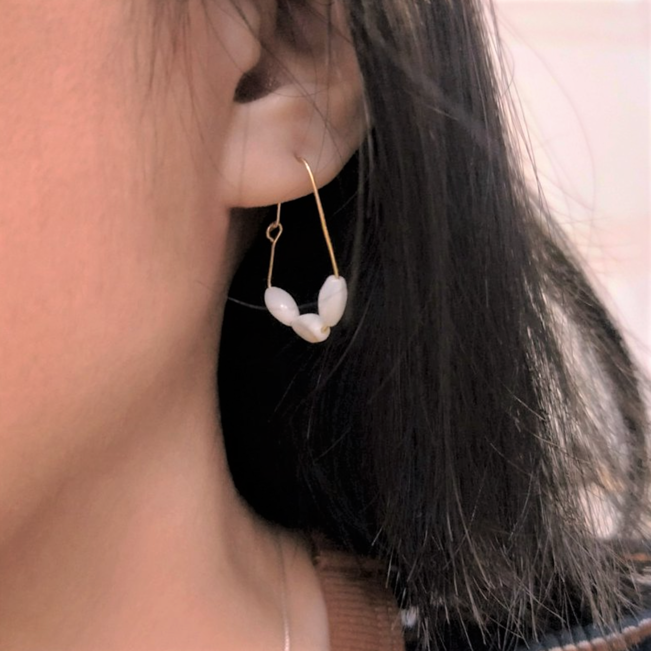 │輕奢│珍珠貝 • 文藝復興 • 耳針 • 14k注金 • 14kgf