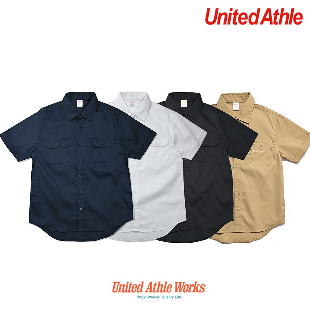 日本授權 United Athle 1772-01 特殊不易起皺 下擺圓弧 工作短袖襯衫