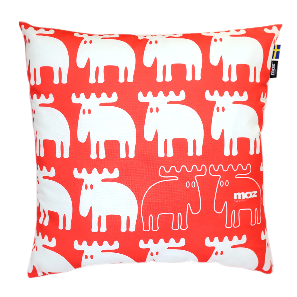 moz瑞典 北歐風雙面抱枕套(森林聚會-熱情紅) 45cm