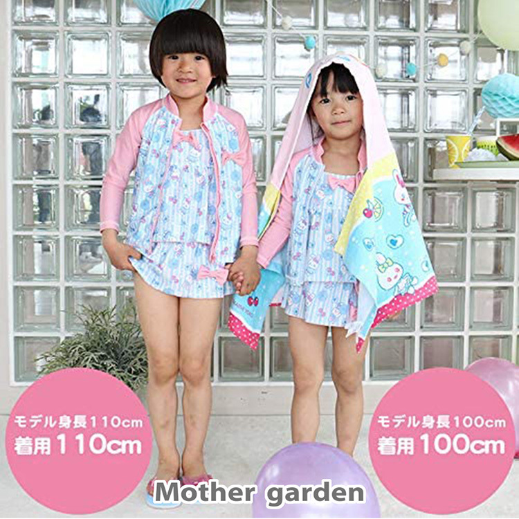 日本Usamomo萌兔桃桃-泳裝外套-女孩蝴蝶結淺藍　100cm 110cm 120cm