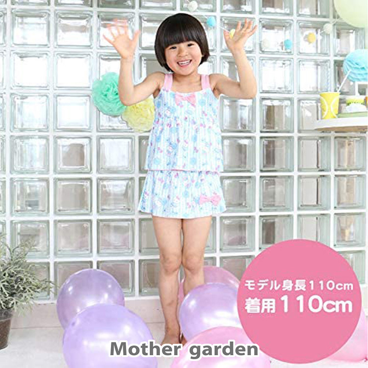 日本Usamomo萌兔桃桃-泳裝-女孩吊帶款淺藍　100cm 110cm 120cm