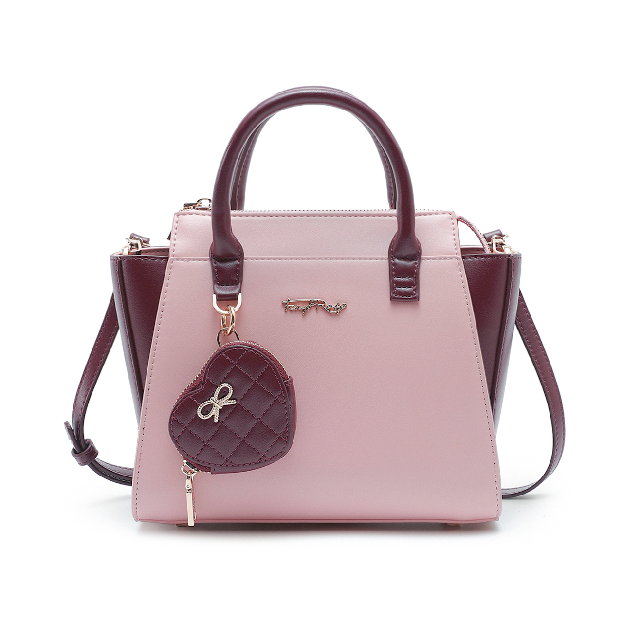 Fancy Bow Bow Top Handle Shoulder Bag With Heart Shaped Coin Bag