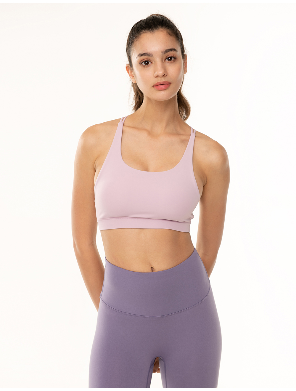 Front2Line 幾何線條運動內衣（粉紫）