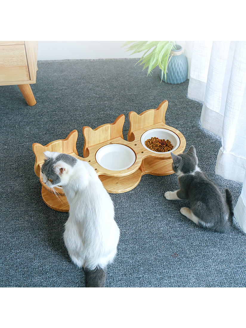 喵仙兒-三胞胎貓耳碗架組(附瓷碗)