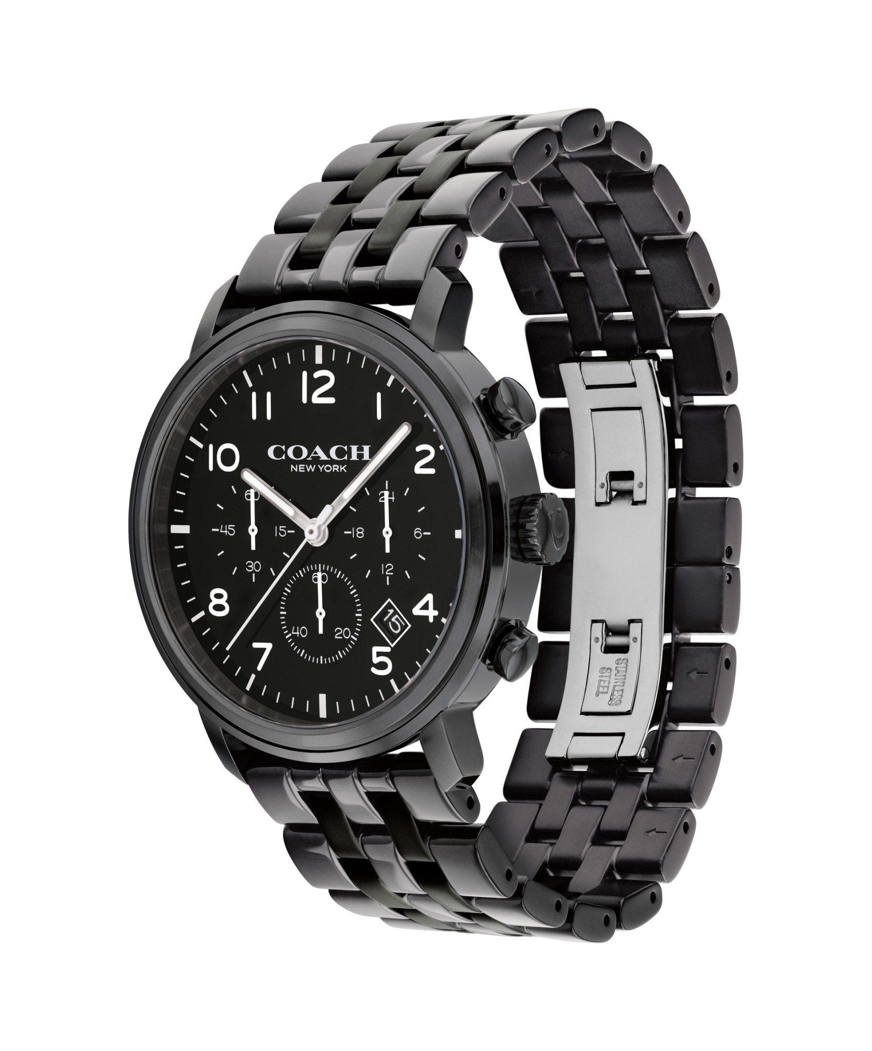 萬年鐘錶 - COACH錶  全黑三眼計時時尚男錶  14602538 錶徑42MM